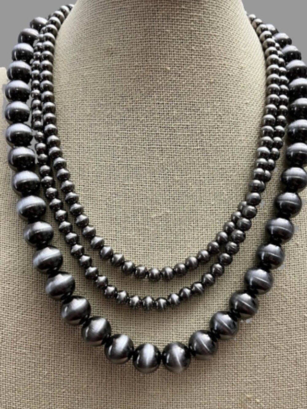 Tipi Western 3 Layered Faux Sterling Pearl Necklace NWT